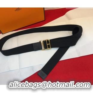 Most Popular Hermes Ecume Belt 3cm in Fabric and Epsom Leather H031605 Black 2026