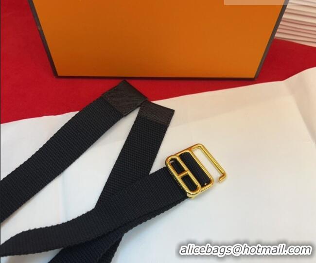 Most Popular Hermes Ecume Belt 3cm in Fabric and Epsom Leather H031605 Black 2026