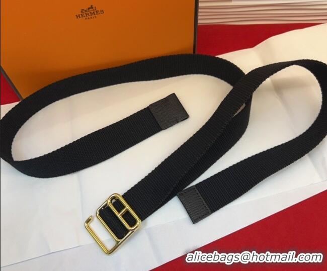 Most Popular Hermes Ecume Belt 3cm in Fabric and Epsom Leather H031605 Black 2026