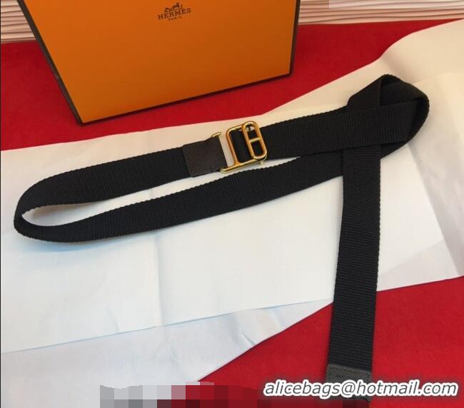 Most Popular Hermes Ecume Belt 3cm in Fabric and Epsom Leather H031605 Black 2026