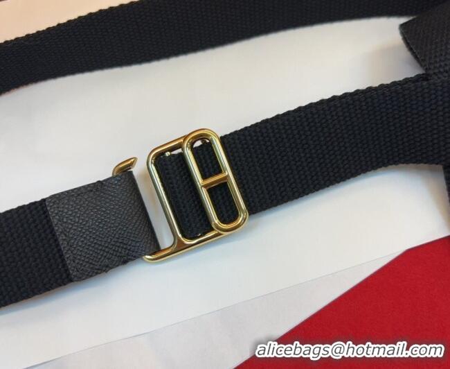 Most Popular Hermes Ecume Belt 3cm in Fabric and Epsom Leather H031605 Black 2026
