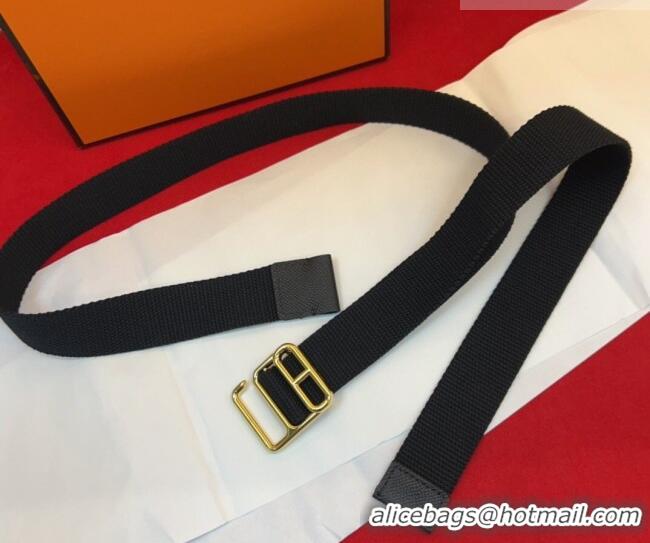 Most Popular Hermes Ecume Belt 3cm in Fabric and Epsom Leather H031605 Black 2026