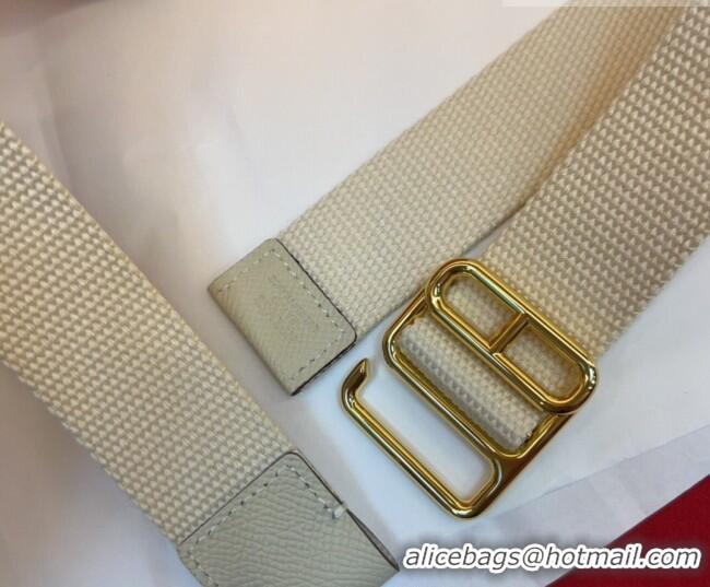 Luxury Cheap Hermes Ecume Belt 3cm in Fabric and Epsom Leather H031605 White 2026