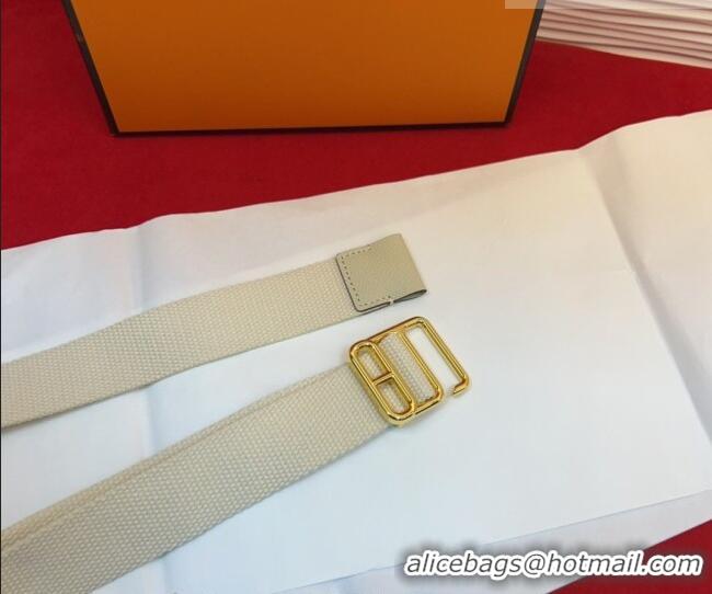 Luxury Cheap Hermes Ecume Belt 3cm in Fabric and Epsom Leather H031605 White 2026