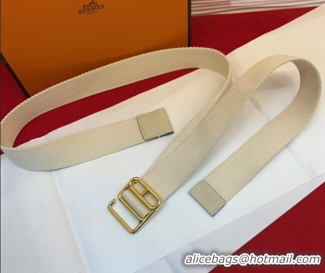 Luxury Cheap Hermes Ecume Belt 3cm in Fabric and Epsom Leather H031605 White 2026