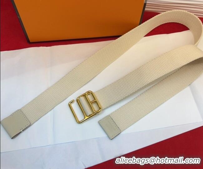 Luxury Cheap Hermes Ecume Belt 3cm in Fabric and Epsom Leather H031605 White 2026