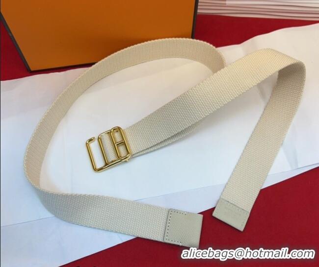 Luxury Cheap Hermes Ecume Belt 3cm in Fabric and Epsom Leather H031605 White 2026