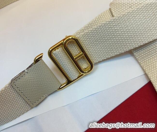 Luxury Cheap Hermes Ecume Belt 3cm in Fabric and Epsom Leather H031605 White 2026