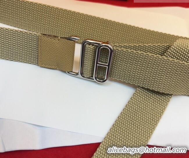 Well Crafted Hermes Ecume Belt 3cm in Fabric and Epsom Leather H031605 Khaki 2026