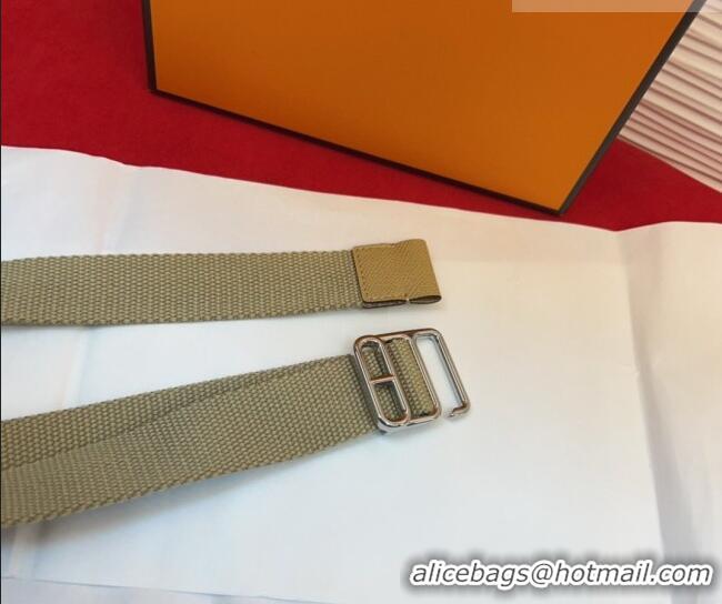 Well Crafted Hermes Ecume Belt 3cm in Fabric and Epsom Leather H031605 Khaki 2026