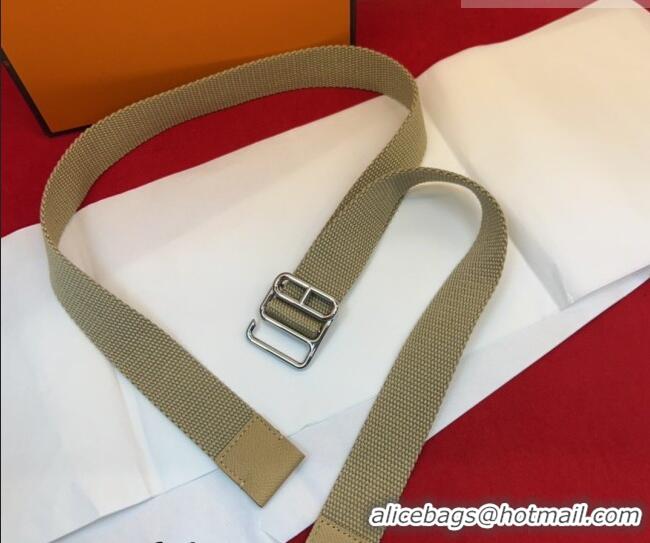 Well Crafted Hermes Ecume Belt 3cm in Fabric and Epsom Leather H031605 Khaki 2026