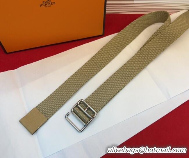 Well Crafted Hermes Ecume Belt 3cm in Fabric and Epsom Leather H031605 Khaki 2026