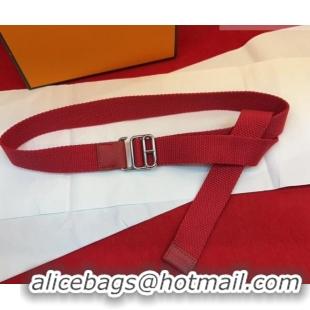 Super Quality Hermes Ecume Belt 3cm in Fabric and Epsom Leather H031605 Red 2026