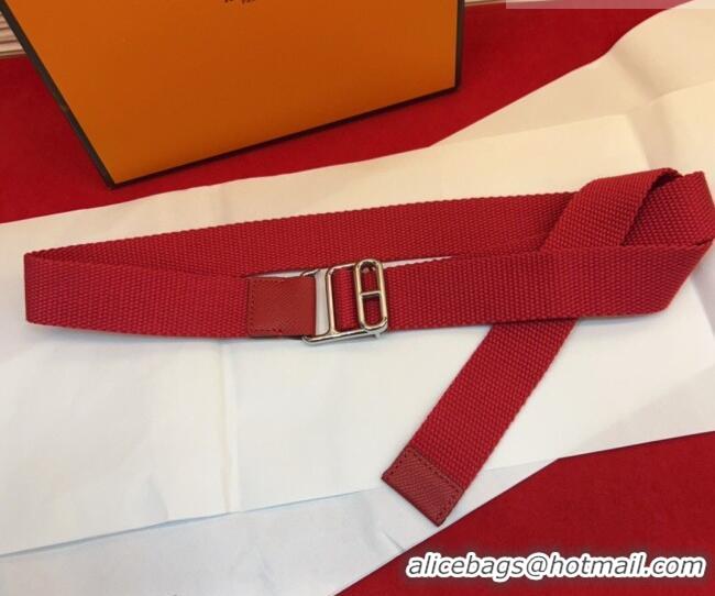 Super Quality Hermes Ecume Belt 3cm in Fabric and Epsom Leather H031605 Red 2026