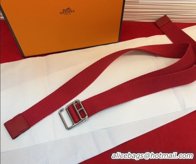 Super Quality Hermes Ecume Belt 3cm in Fabric and Epsom Leather H031605 Red 2026