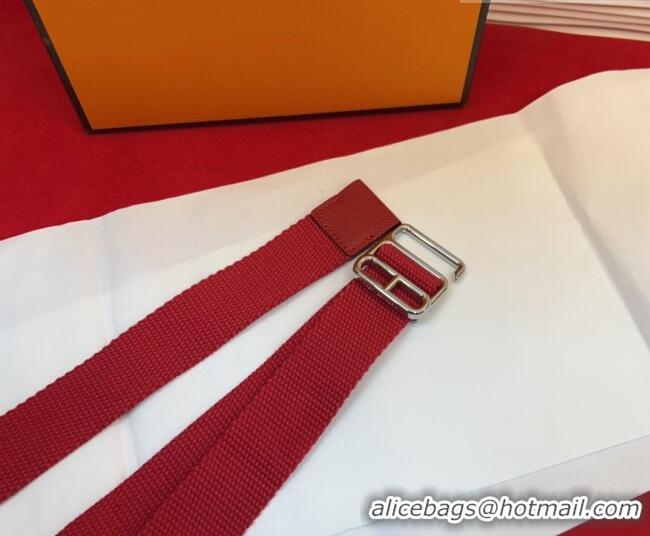 Super Quality Hermes Ecume Belt 3cm in Fabric and Epsom Leather H031605 Red 2026