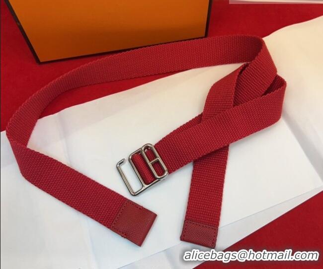 Super Quality Hermes Ecume Belt 3cm in Fabric and Epsom Leather H031605 Red 2026