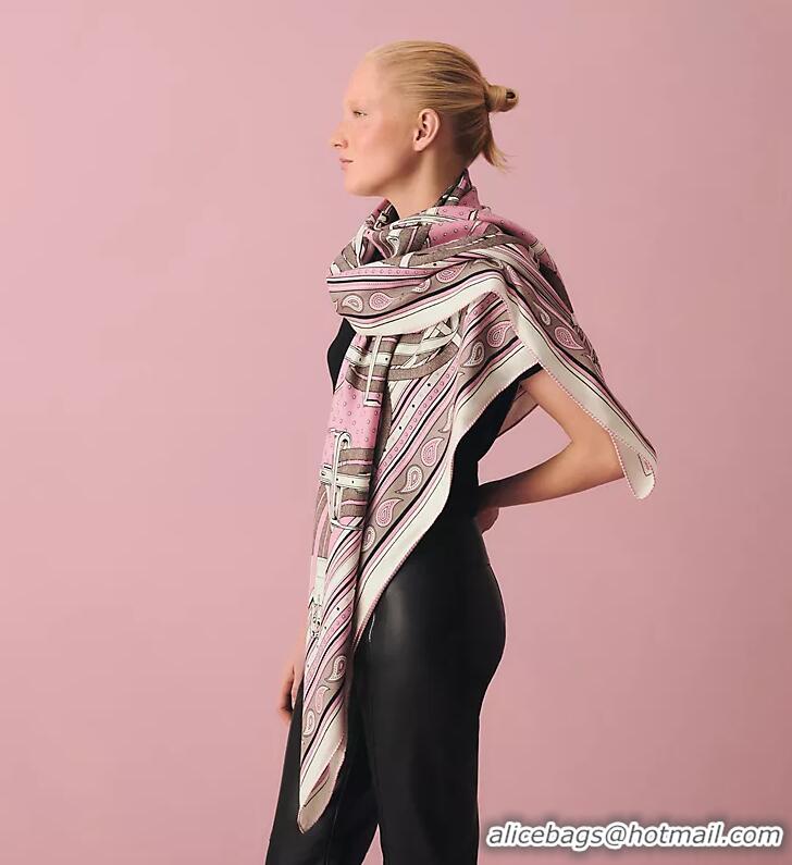Famous Brand Hermes Mors a Jouets Bandana Shawl In Cashmere And Silk 140cm H2443 Pink