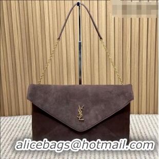 Grade Design Saint Laurent Cassander XXL Envelope Pouch On Chain in Suede 841702 Dark Brown 2026