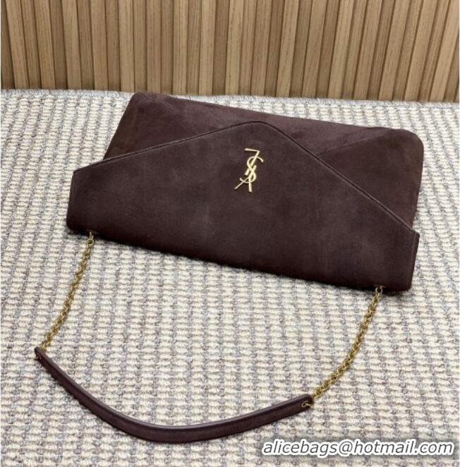 Grade Design Saint Laurent Cassander XXL Envelope Pouch On Chain in Suede 841702 Dark Brown 2026
