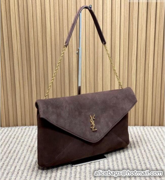 Grade Design Saint Laurent Cassander XXL Envelope Pouch On Chain in Suede 841702 Dark Brown 2026