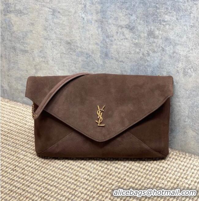 Grade Design Saint Laurent Cassander XXL Envelope Pouch On Chain in Suede 841702 Dark Brown 2026