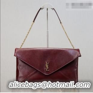 Low Price Saint Laurent Cassander XXL Envelope Pouch On Chain in Calfskin Leather 841702 Burgundy 2026