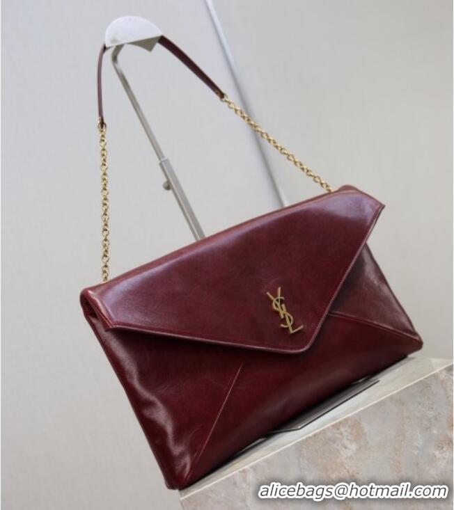 Low Price Saint Laurent Cassander XXL Envelope Pouch On Chain in Calfskin Leather 841702 Burgundy 2026
