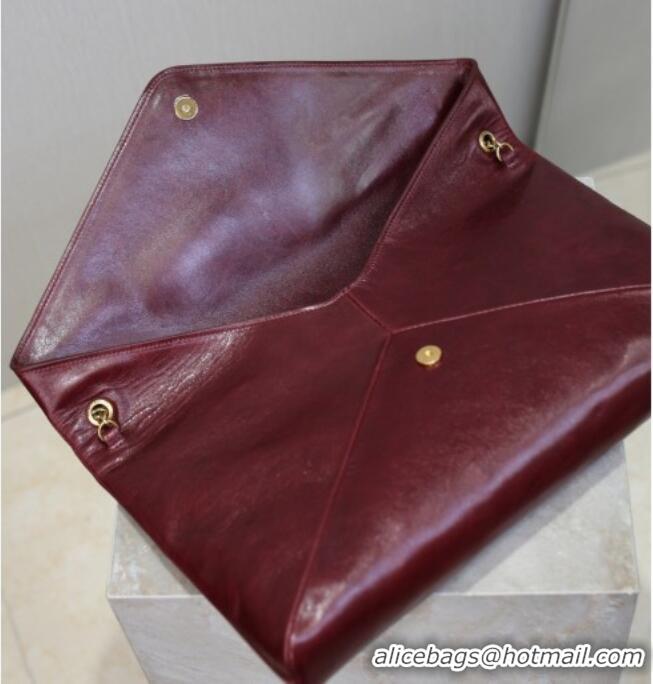 Low Price Saint Laurent Cassander XXL Envelope Pouch On Chain in Calfskin Leather 841702 Burgundy 2026