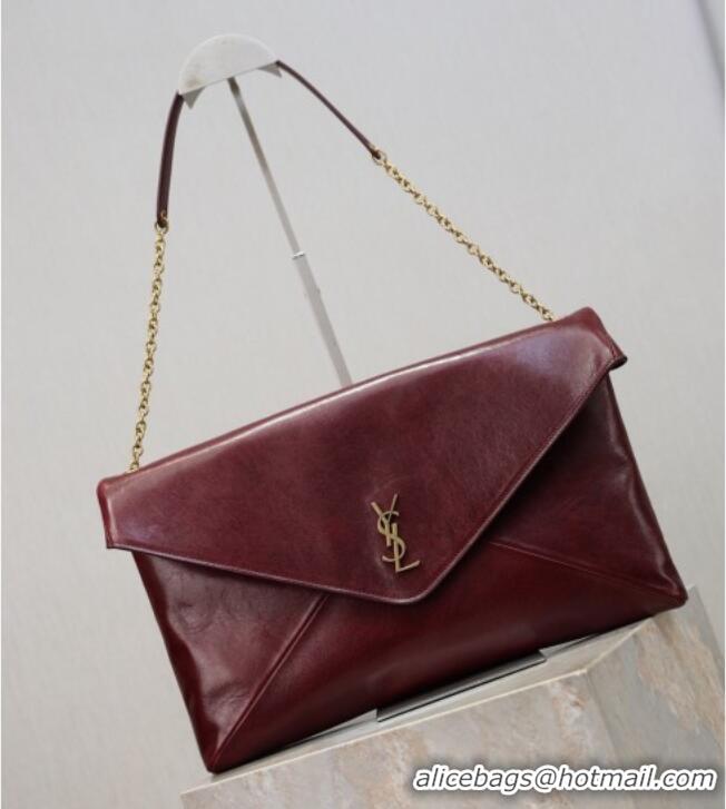 Low Price Saint Laurent Cassander XXL Envelope Pouch On Chain in Calfskin Leather 841702 Burgundy 2026
