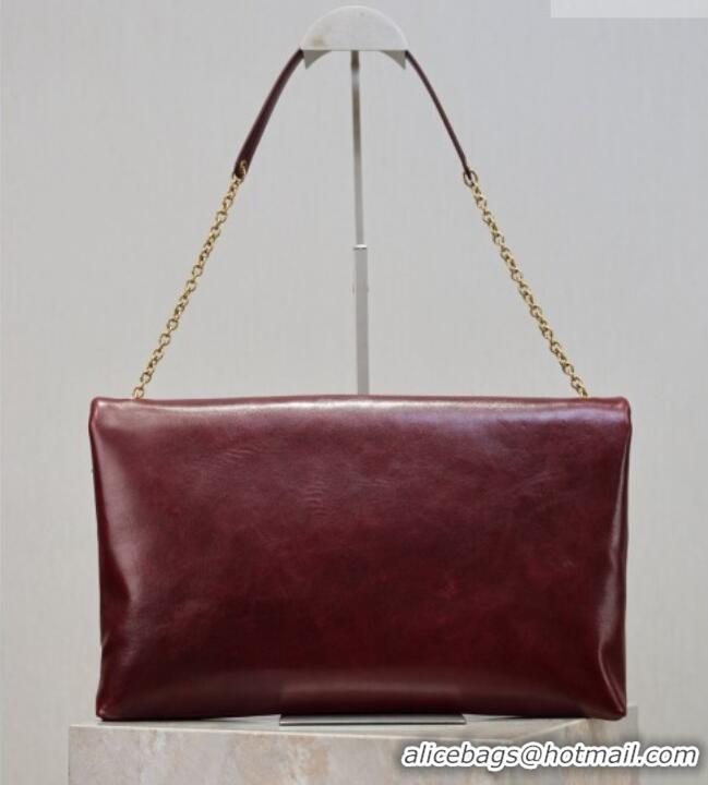 Low Price Saint Laurent Cassander XXL Envelope Pouch On Chain in Calfskin Leather 841702 Burgundy 2026