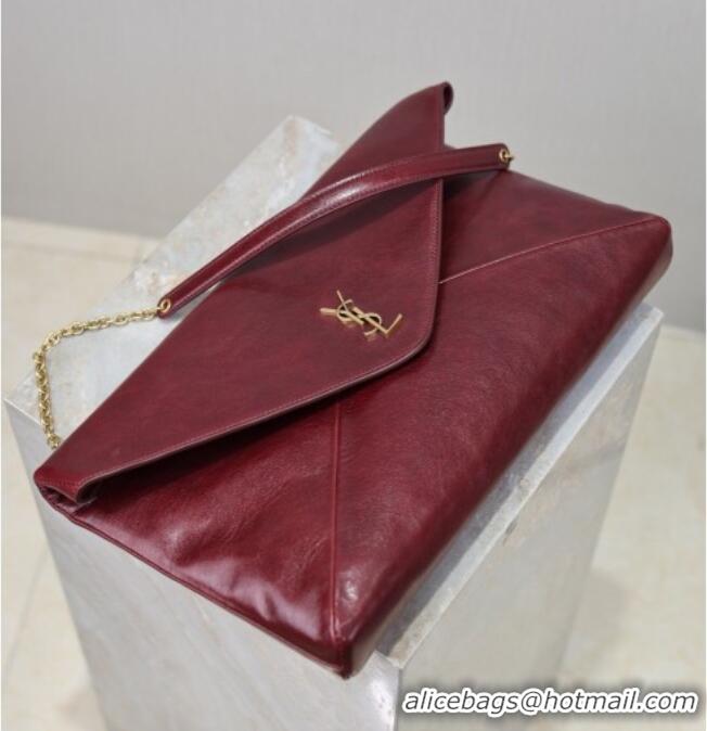 Low Price Saint Laurent Cassander XXL Envelope Pouch On Chain in Calfskin Leather 841702 Burgundy 2026