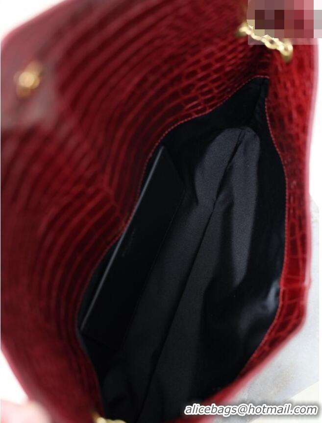 Buy Discount Saint Laurent Cassander XXL Envelope Pouch On Chain in Embossed Leather 841702 Burgundy 2026