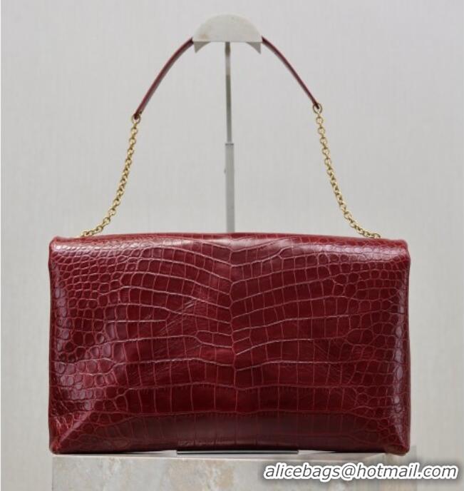 Buy Discount Saint Laurent Cassander XXL Envelope Pouch On Chain in Embossed Leather 841702 Burgundy 2026