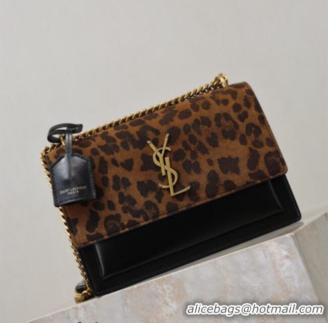 Buy Fashionable Saint Laurent Sunset Medium Bag in Leopard print and Leather 442906 2026