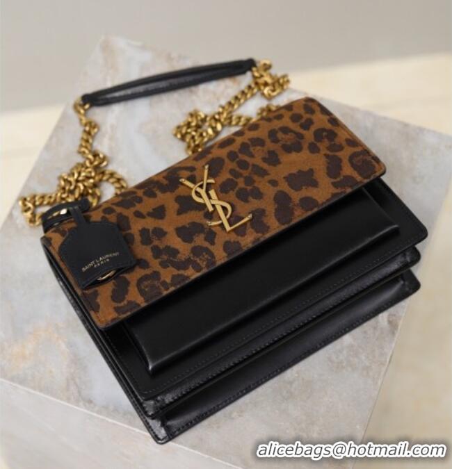 Buy Fashionable Saint Laurent Sunset Medium Bag in Leopard print and Leather 442906 2026