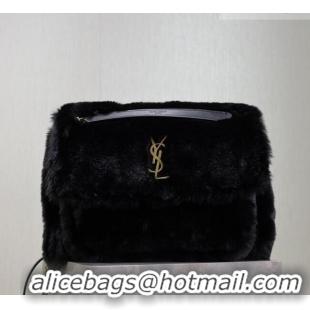 Top Grade Saint Laurent Niki Bag in Rabbit Fur 498830 Black 2026