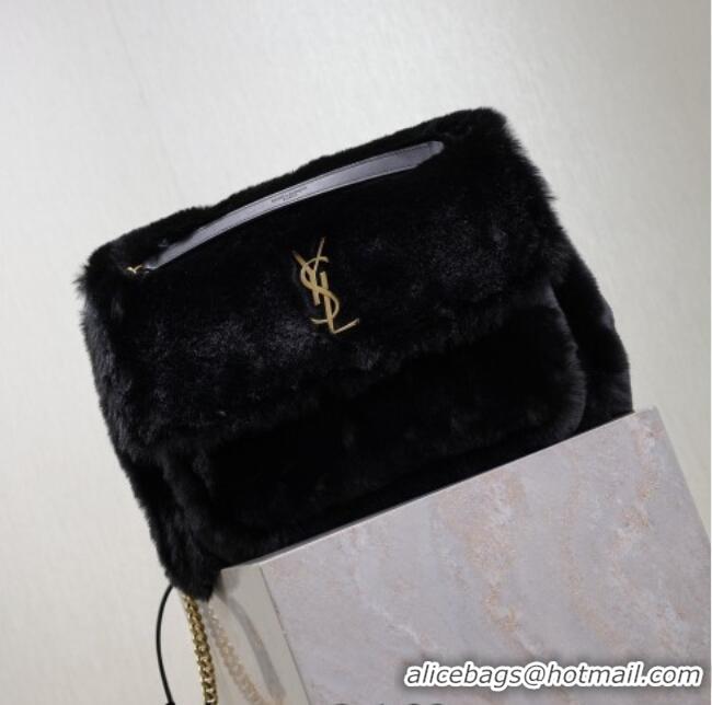 Top Grade Saint Laurent Niki Bag in Rabbit Fur 498830 Black 2026
