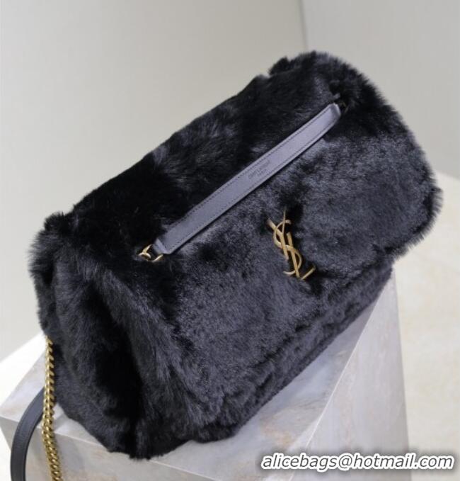 Top Grade Saint Laurent Niki Bag in Rabbit Fur 498830 Black 2026