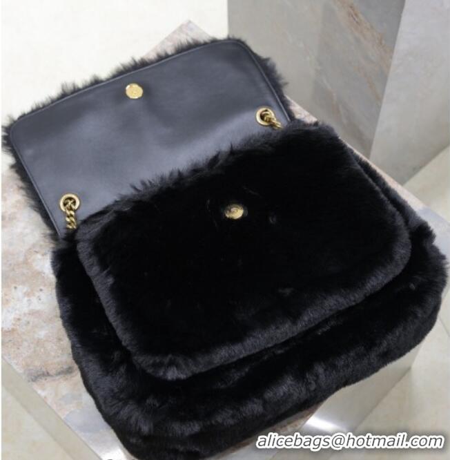 Top Grade Saint Laurent Niki Bag in Rabbit Fur 498830 Black 2026