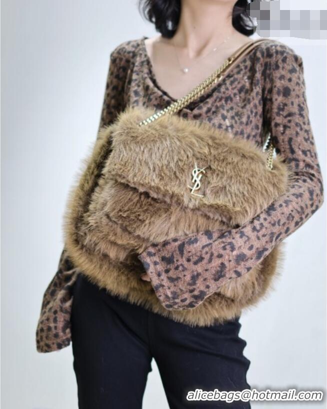Top Quality Saint Laurent Niki Bag in Rabbit Fur 498830 Brown 2026