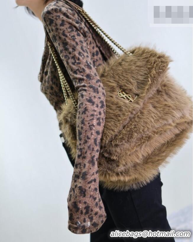 Top Quality Saint Laurent Niki Bag in Rabbit Fur 498830 Brown 2026