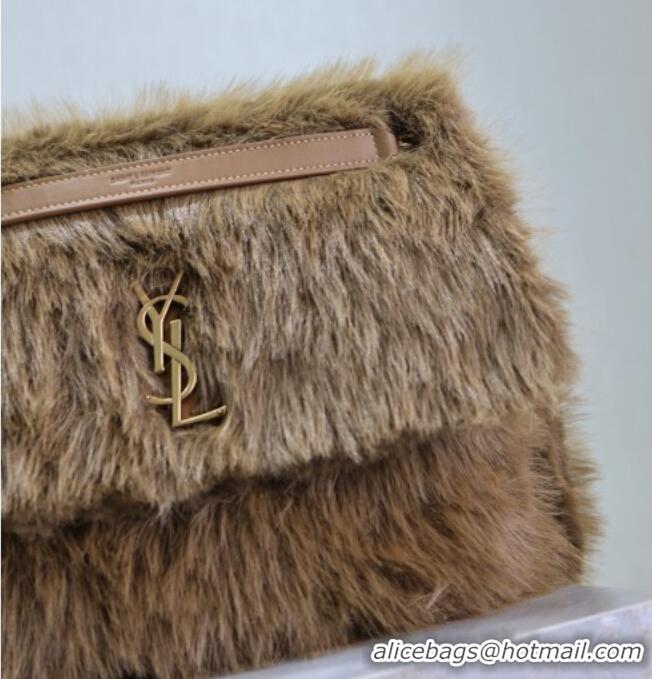 Top Quality Saint Laurent Niki Bag in Rabbit Fur 498830 Brown 2026
