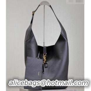 Grade Quality Saint Laurent LE 5 À 7 Supple Large Hobo Bag in Grained Leather 753823 Black 2026