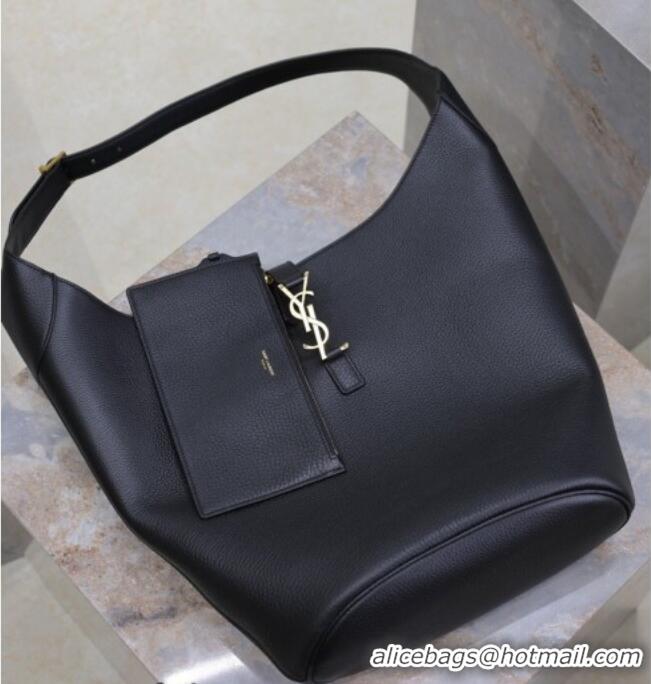Grade Quality Saint Laurent LE 5 À 7 Supple Large Hobo Bag in Grained Leather 753823 Black 2026