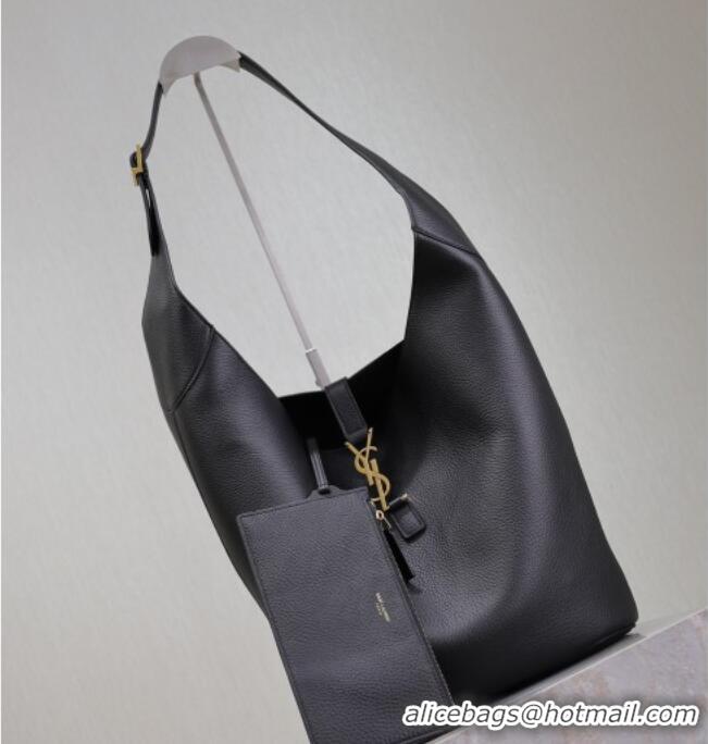 Grade Quality Saint Laurent LE 5 À 7 Supple Large Hobo Bag in Grained Leather 753823 Black 2026