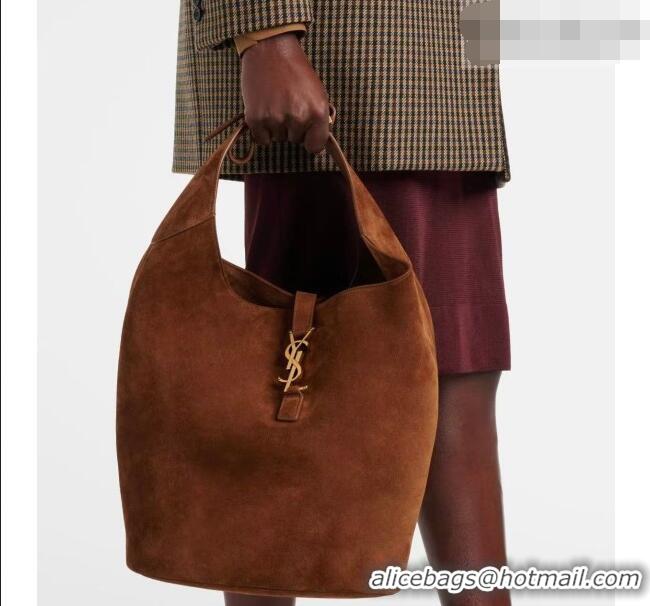 Unique Discount Saint Laurent LE 5 À 7 Supple Large Hobo Bag in Suede 753823 Brown 2026