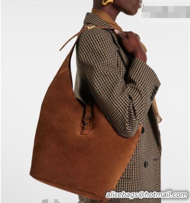 Unique Discount Saint Laurent LE 5 À 7 Supple Large Hobo Bag in Suede 753823 Brown 2026