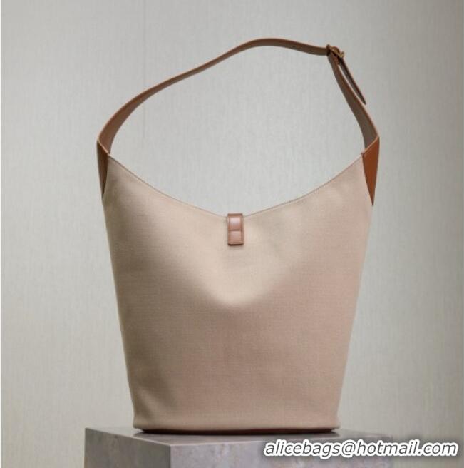 Best Product Saint Laurent LE 5 À 7 Supple Large Hobo Bag in Cotton Linen and Leather 753823 Brown 2026