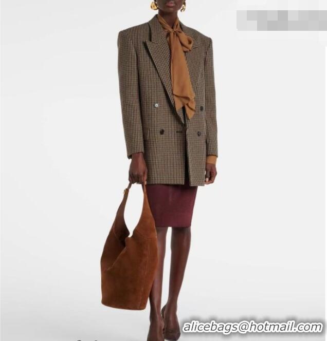 Best Product Saint Laurent LE 5 À 7 Supple Large Hobo Bag in Cotton Linen and Leather 753823 Brown 2026